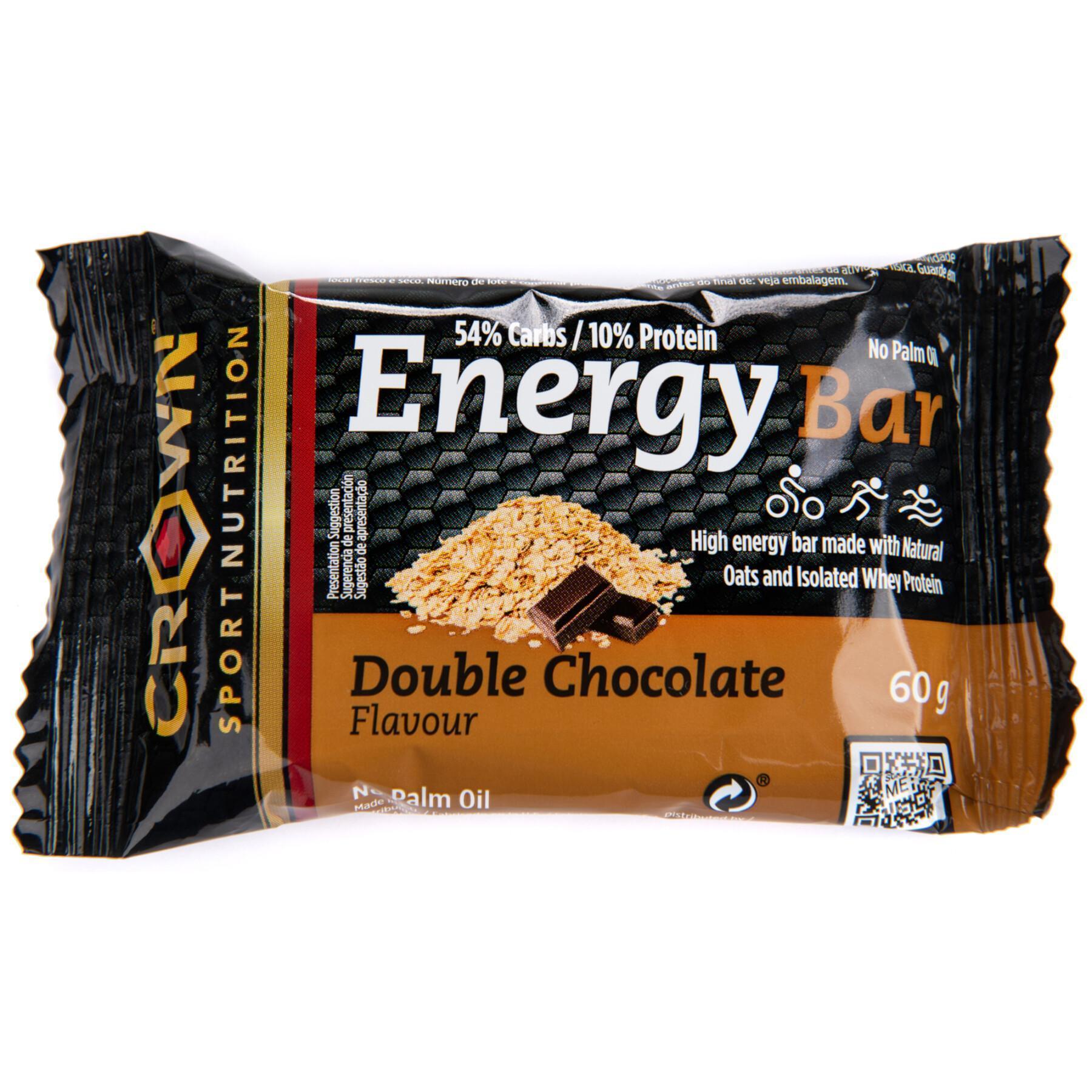Förpackning med 12 näringsbars Crown Sport Nutrition Energy - double chocolat - 60 g
