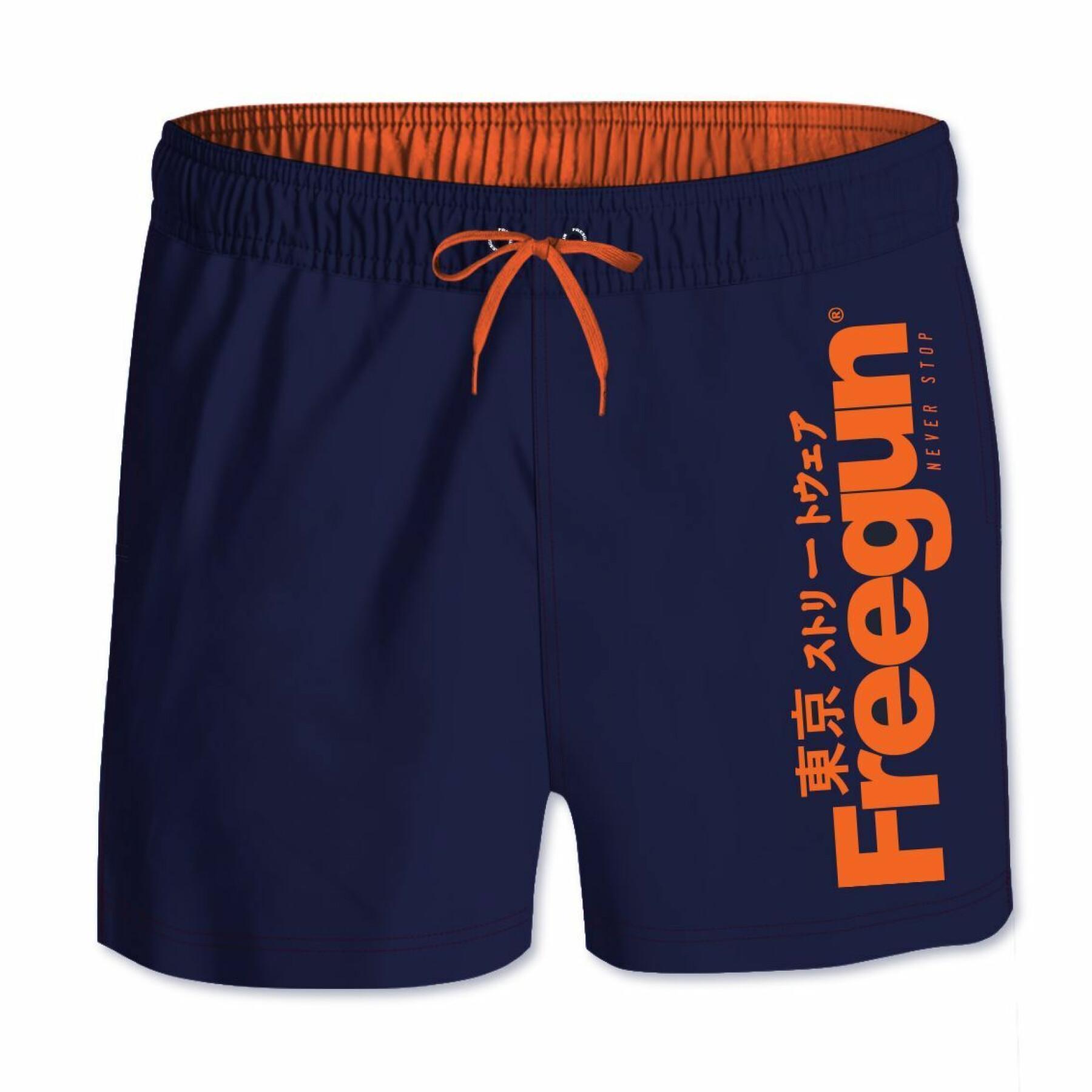 Korta badshorts med resår i midjan för barn Freegun Logo