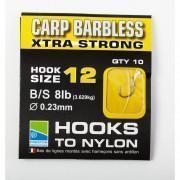 Krokar utan hulling Preston Carp Xtra Strong Hooks To Nylon Size 12